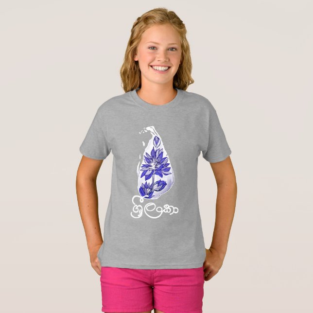 Camiseta Mapa do Sri Lanka em estilo de grafite (Frente Completa)