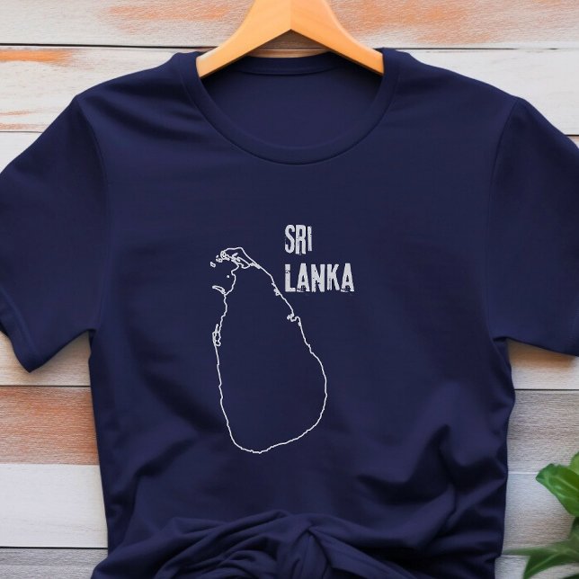 Camiseta Mapa do Sri Lanka - Fronteira da Forma da Linha do (Criador carregado)