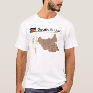 Camiseta Mapa do Sudão do Sul + Sinalizador + Título T-Sh