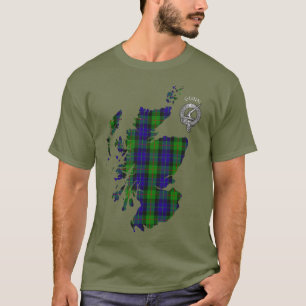 Camiseta Mapa do Tartan e Brasão (Latim) do Clã Gunn