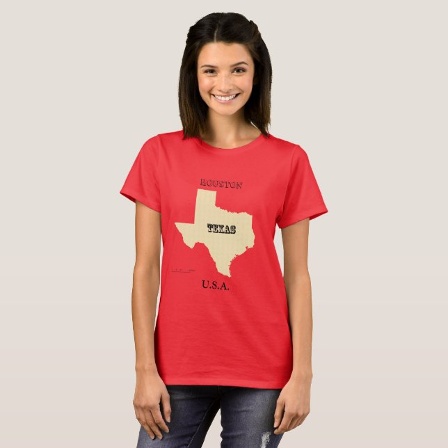 Camiseta - Mapa do Texas com Cidade (Frente Completa)