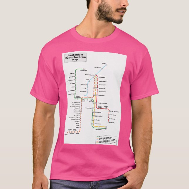 Camiseta Mapa do Tráfego do Metro em Amesterdã (Frente)