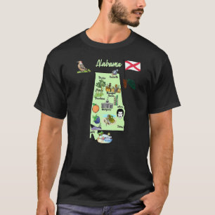 Camiseta Mapa Do Turismo No Estado Do Alabama, Grande Cidad