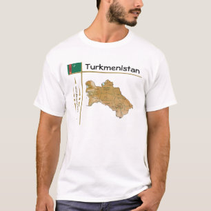 Camiseta Mapa do Turquemenistão + Sinalizador + Título T-Sh