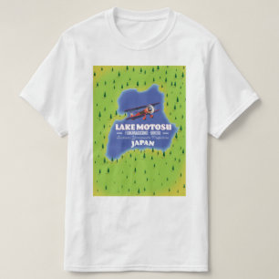 Camiseta Mapa do viagem do japonês de Motosu do lago