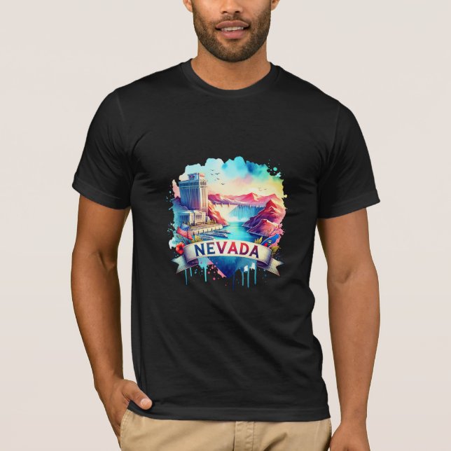 Camiseta Mapa do Vintage Nevada - Retroceda o estado (Frente)
