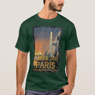Camiseta Mapa do Vintage Railroad Poster de viagens Paris