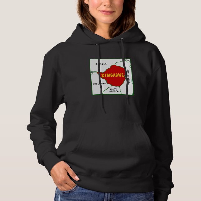 Camiseta Mapa do Zimbábue em cores de bandeira. Países circ (Frente)