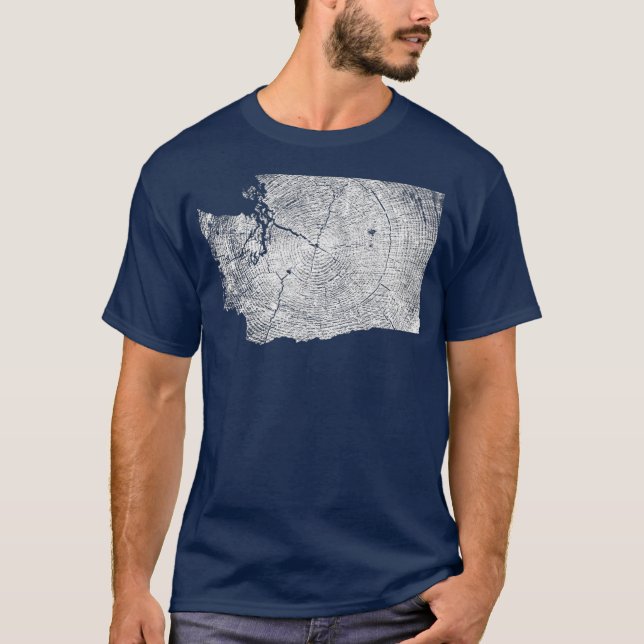 Camiseta Mapa dos Anéis de Crescimento da Árvore do Estado  (Frente)