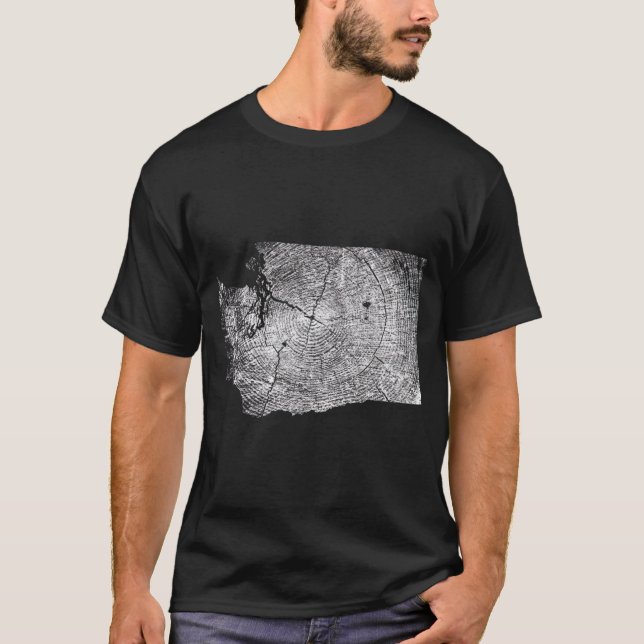 Camiseta Mapa dos Anéis de Crescimento da Árvore do Estado  (Frente)