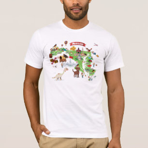 Camiseta Mapa dos desenhos animados de Maryland