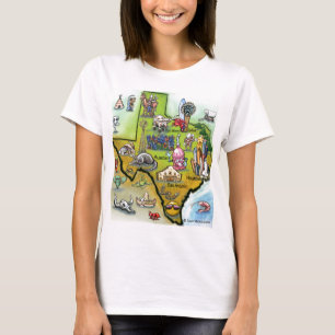 Camiseta Mapa dos desenhos animados de Texas