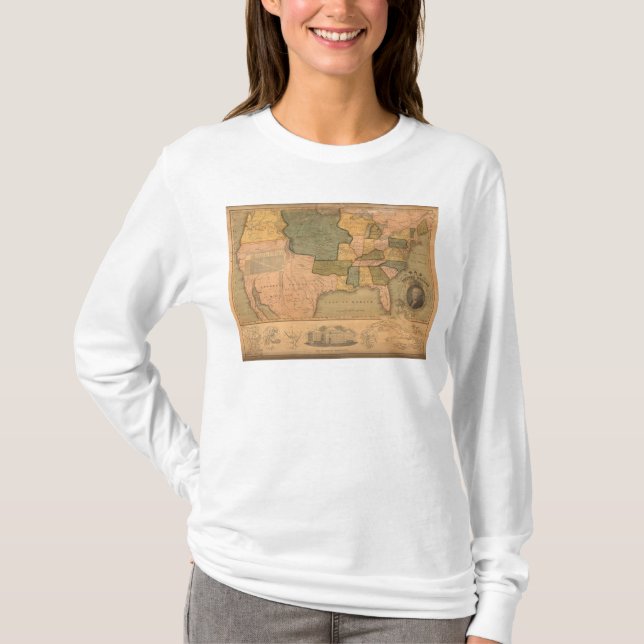 Camiseta Mapa dos Estados Unidos com George Washington (Frente)