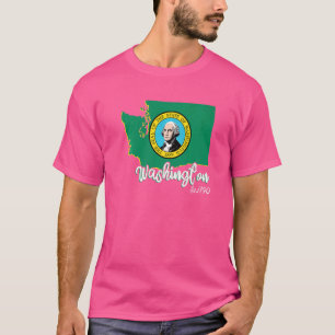Camiseta Mapa dos Estados Unidos Estado Washington Flag Men