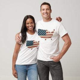 Camiseta mapa dos EUA vintage bandeira americana tee