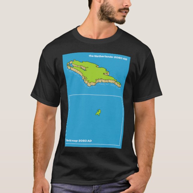 Camiseta Mapa Dos Países Baixos Após As Alterações Climátic (Frente)
