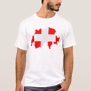 Camiseta Mapa e bandeira da suiça