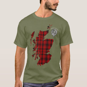 Camiseta Mapa e descanso do Tartan Vermelho e Preto Clan Ma