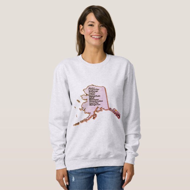 Camiseta Mapa e Fatos do Alasca (Frente Completa)