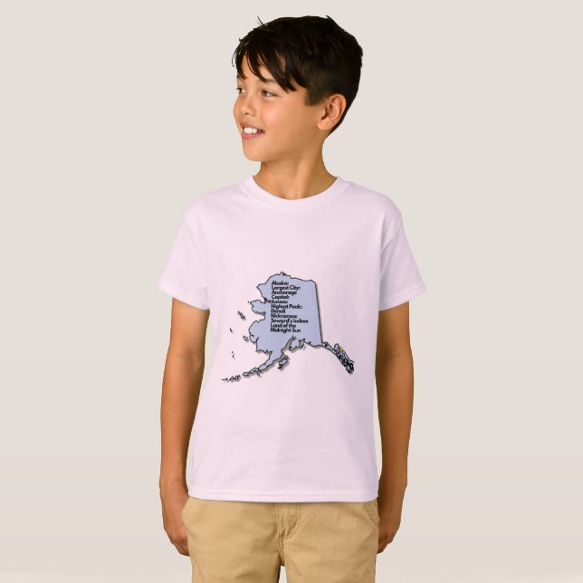 Camiseta Mapa e Fatos do Alasca (Frente Completa)