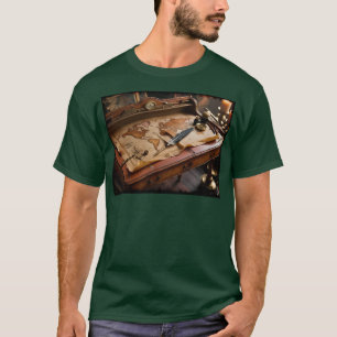 Camiseta Mapa e mesa do mundo antigo Steampunk