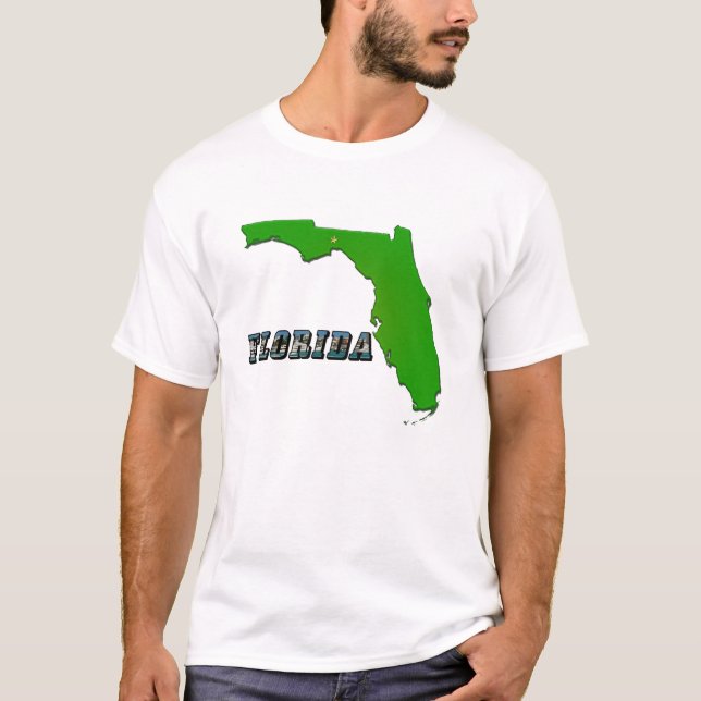 Camiseta Mapa e Texto do Estado da Flórida (Frente)