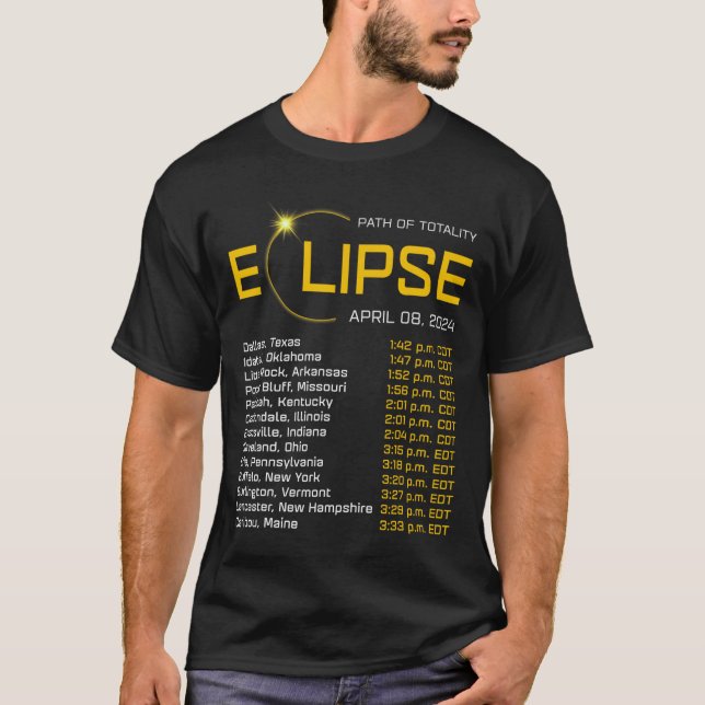 Camiseta Mapa Eclipse Total do Mapa do Eclipse do Caminho d (Frente)