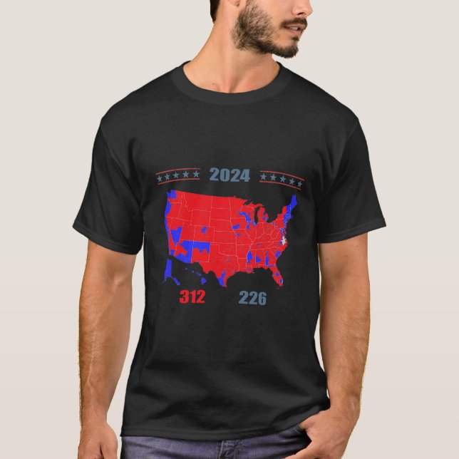 Camiseta Mapa Eleitoral 2024 Trump 312 Red 2024 Res Eleitor (Frente)