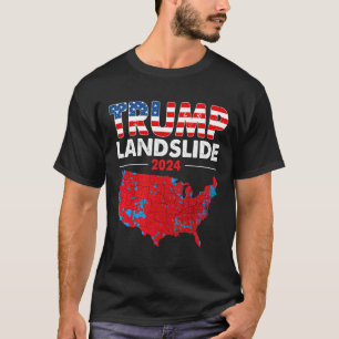 Camiseta Mapa Eleitoral 2024 Trump Desliza Vermelho Ma
