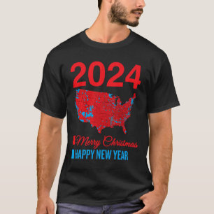 Camiseta Mapa eleitoral exato Feliz Natal Novo Ye feliz