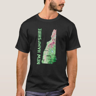 Camiseta Mapa Elevado Das Grandes Cidades Do Estado De New 