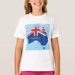 Camiseta Mapa em Silhueta da Bandeira da Austrália
