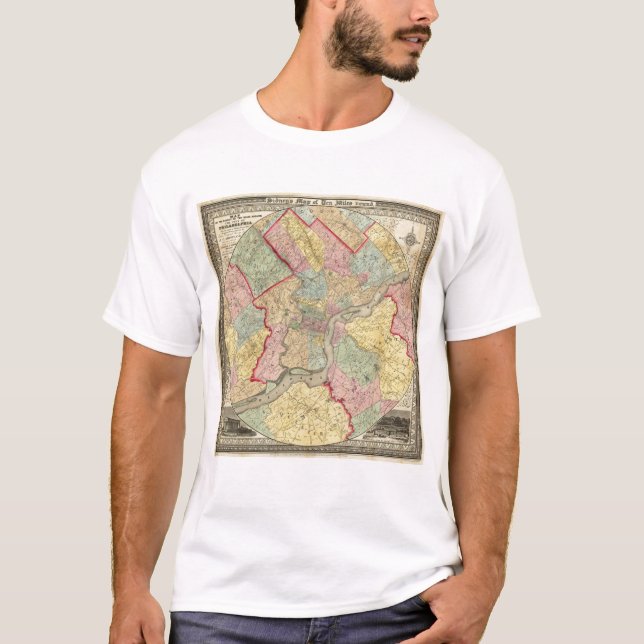Camiseta Mapa em torno da cidade de Philadelphfia (Frente)