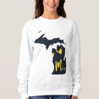 Camiseta Mapa Estadual da Universidade de Michigan Azul e A