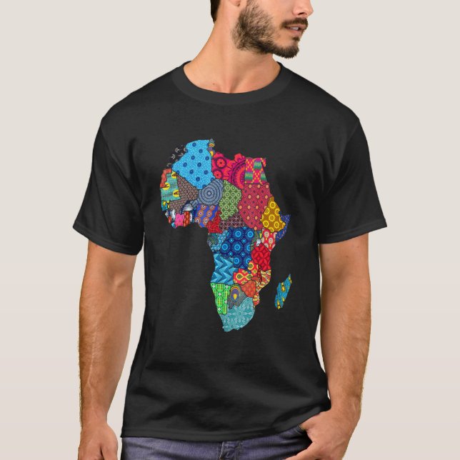 Camiseta Mapa Étnico Do Orgulho Africano Em Tecidos (Frente)