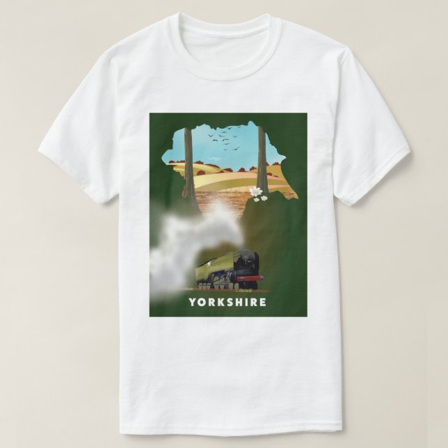 Camiseta Mapa ferroviário de Yorkshire impressão de viagem (Frente do Design)