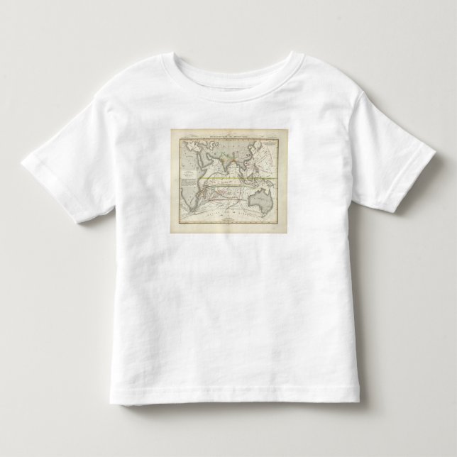 Camiseta Mapa físico de mares indianos (Frente)