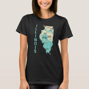 Camiseta Mapa Físico Dos Grandes Lagos Das Cidades Do Estad
