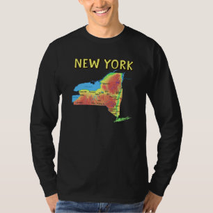 Camiseta Mapa Físico Dos Rios Dos Grandes Lagos Das Cidades