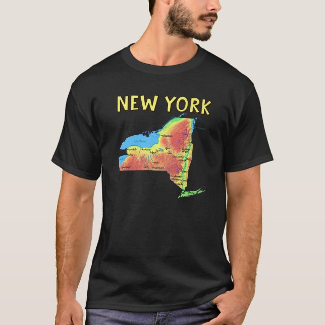 Camiseta Mapa Físico Dos Rios Dos Grandes Lagos Das Cidades (Frente)
