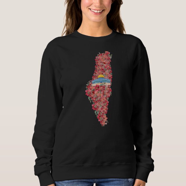 Camiseta Mapa Floral da Palestina Domo de Rock al quads Gif (Frente)