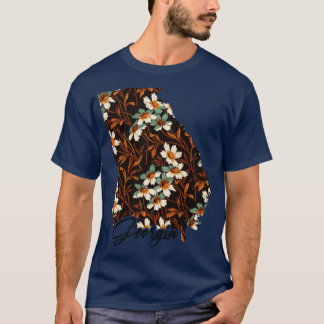 Camiseta Mapa Floral dos Estados Unidos Geórgia Mapa da Geó