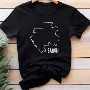 Camiseta Mapa Fronteiriço Gabonês da Fronteira de Fronteira