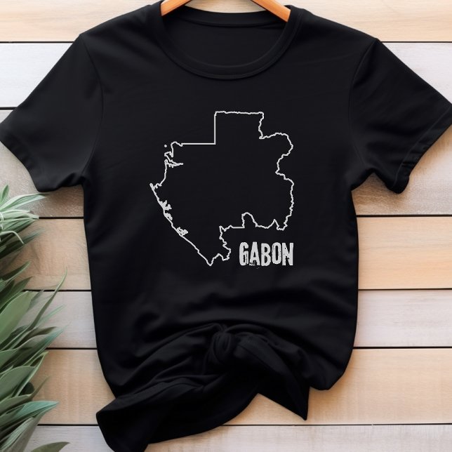 Camiseta Mapa Fronteiriço Gabonês da Fronteira de Fronteira (Criador carregado)