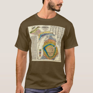 Camiseta Mapa Geológico de Vintage Michigan 1865