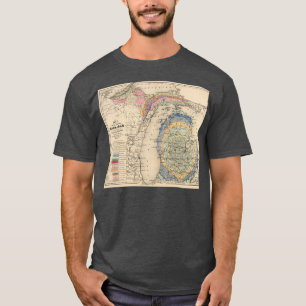 Camiseta Mapa Geológico de Vintage Michigan 1873