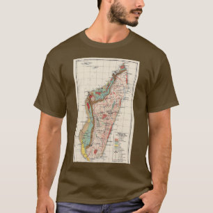 Camiseta Mapa Geológico Vintage de Madagascar em 1922