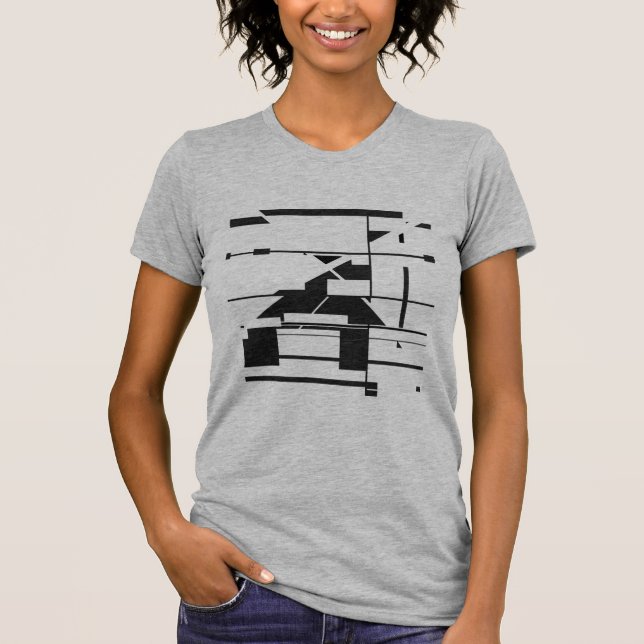 Camiseta Mapa Geométrico do Metrô Negro Abstrato Labirinto (Frente)