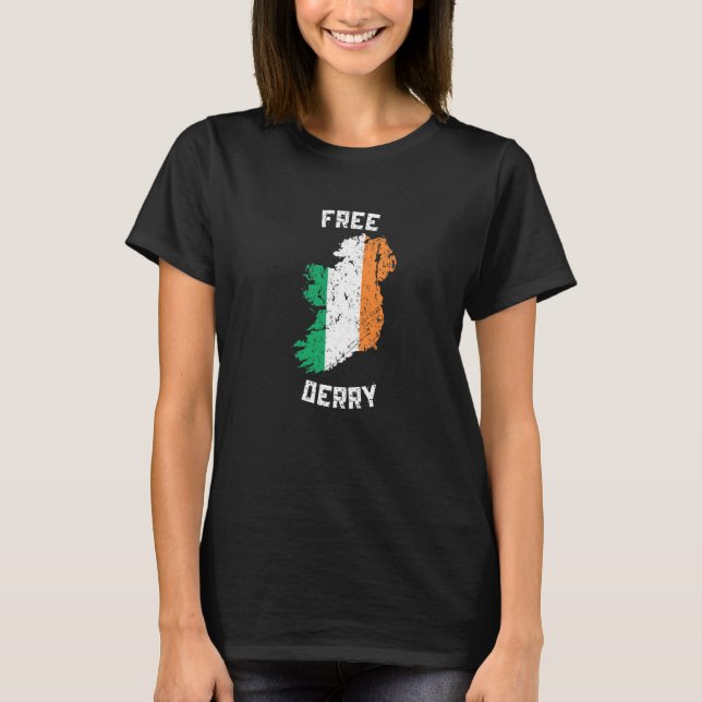 Camiseta Mapa Grátis de Derry Irlanda   (Frente)