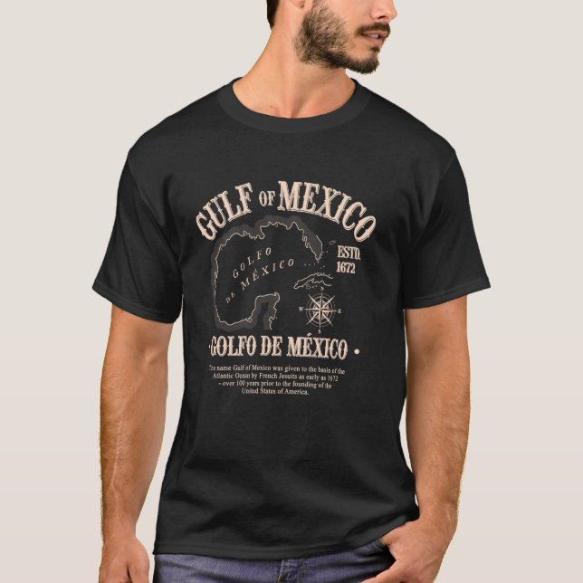 Camiseta Mapa Histórico do Golfo do México de 1672 (Frente)